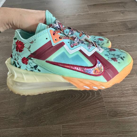 Nike x Mimi Plange LeBron 18 Low "Daughters" Sneakers Roses Teal Mens Sz 8.5 - Picture 5 of 16